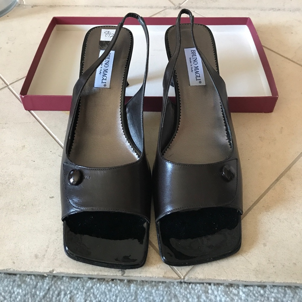 Dark Brown Bruno Magli Slip On Heels