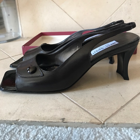 Dark Brown Bruno Magli Slip On Heels - Picture 3 of 3