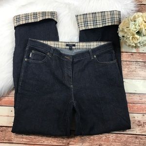 Burberry London straight leg plaid cuff jeans Burberry London straight leg plaid cuff jeans
