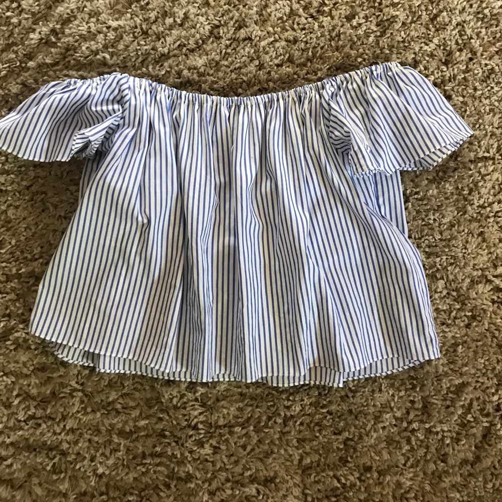 Zara off the shoulder stripe shirt