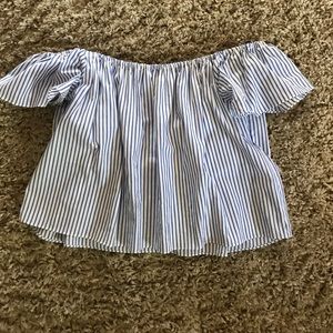 Zara off the shoulder stripe shirt