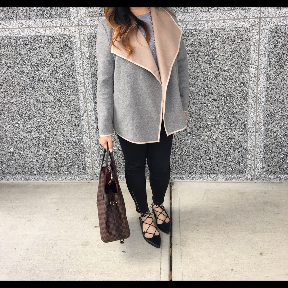 Grey open front jacket