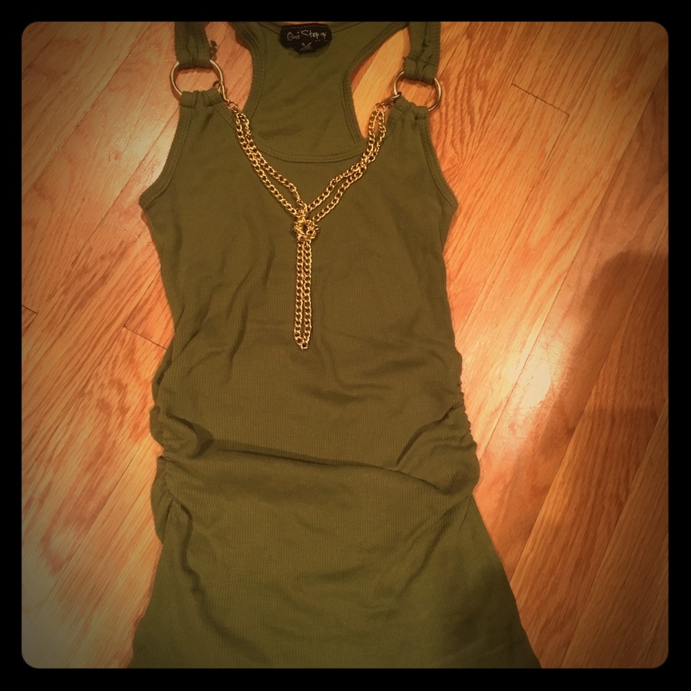 Sm Hunter Green Cotton Tank w/Gold Accents