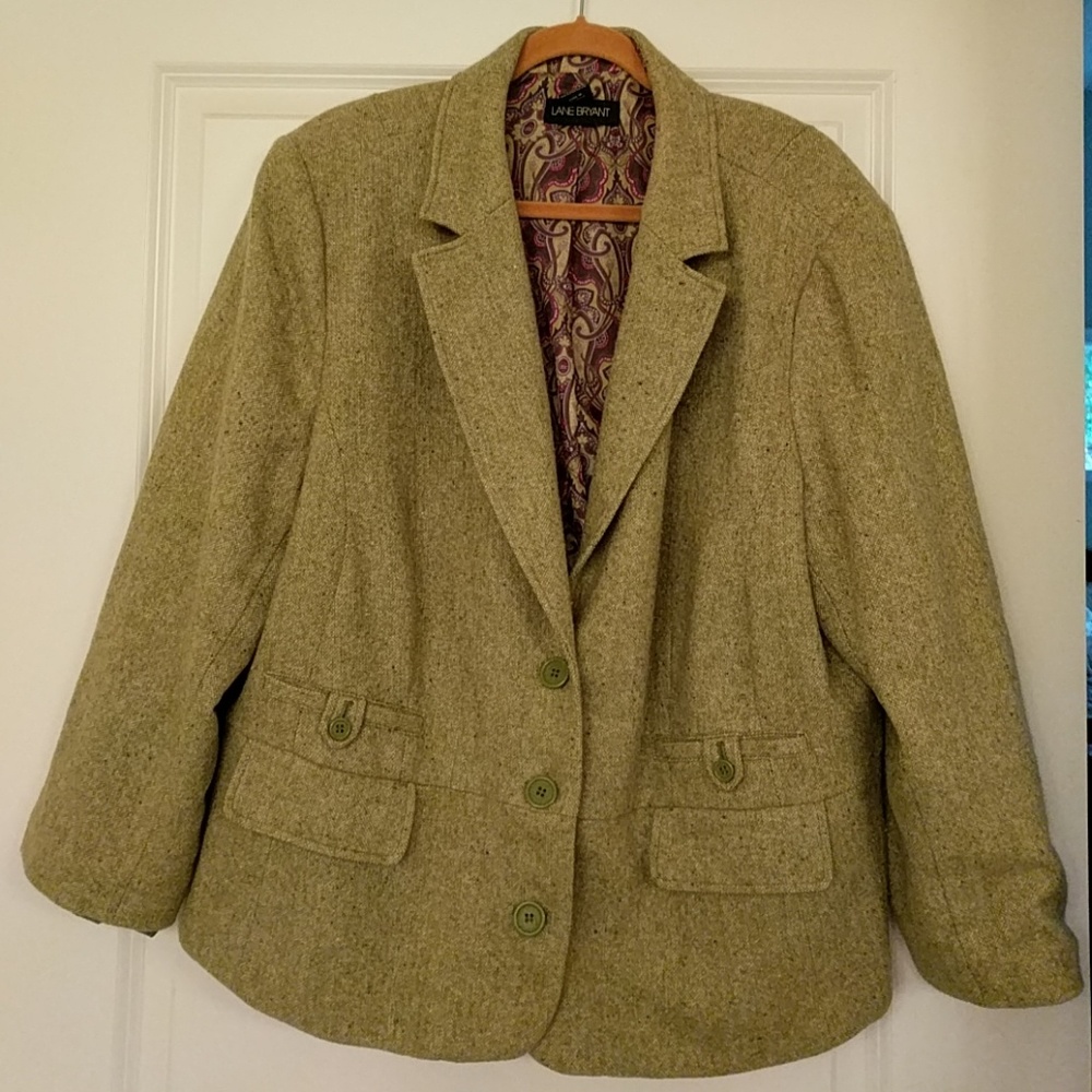 3 button tweed blazer