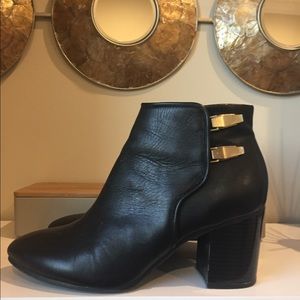 Calvin Klein Black Genuine Leather Ankle Boots