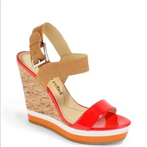 Luxury Rebel Dani Colorblock Wedge Sandal - Coral