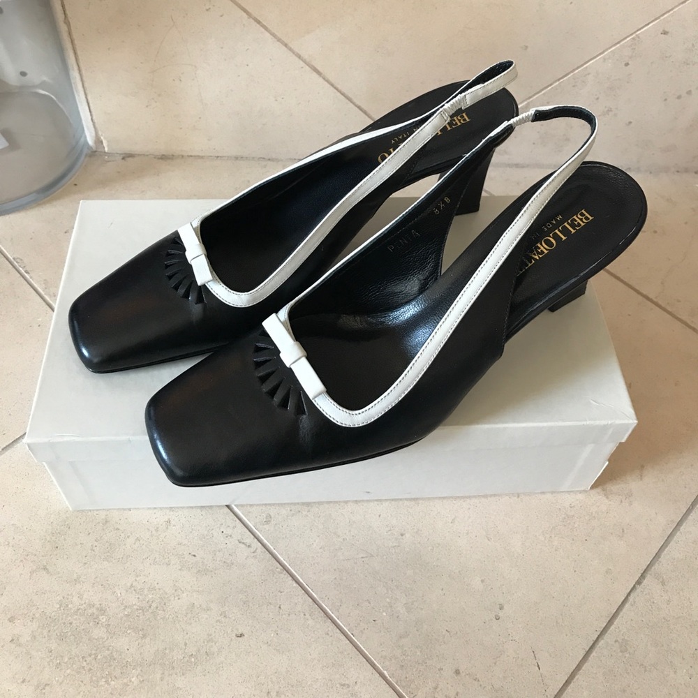 Bellofato Sling Heels - black and white