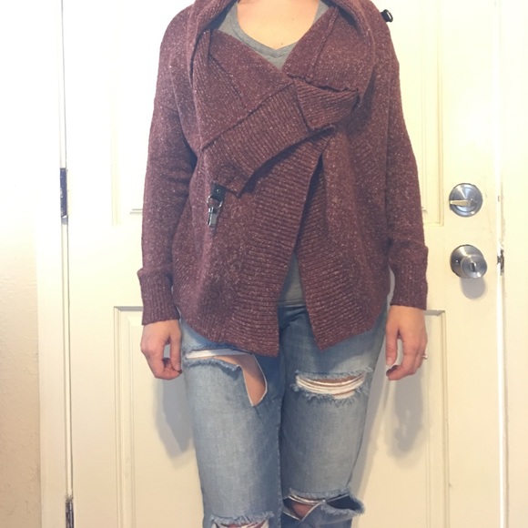 Burgundy Draped Sweater - Picture 2 of 5