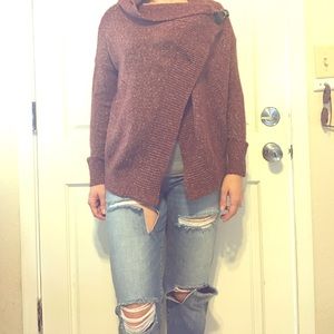 Burgundy Draped Sweater