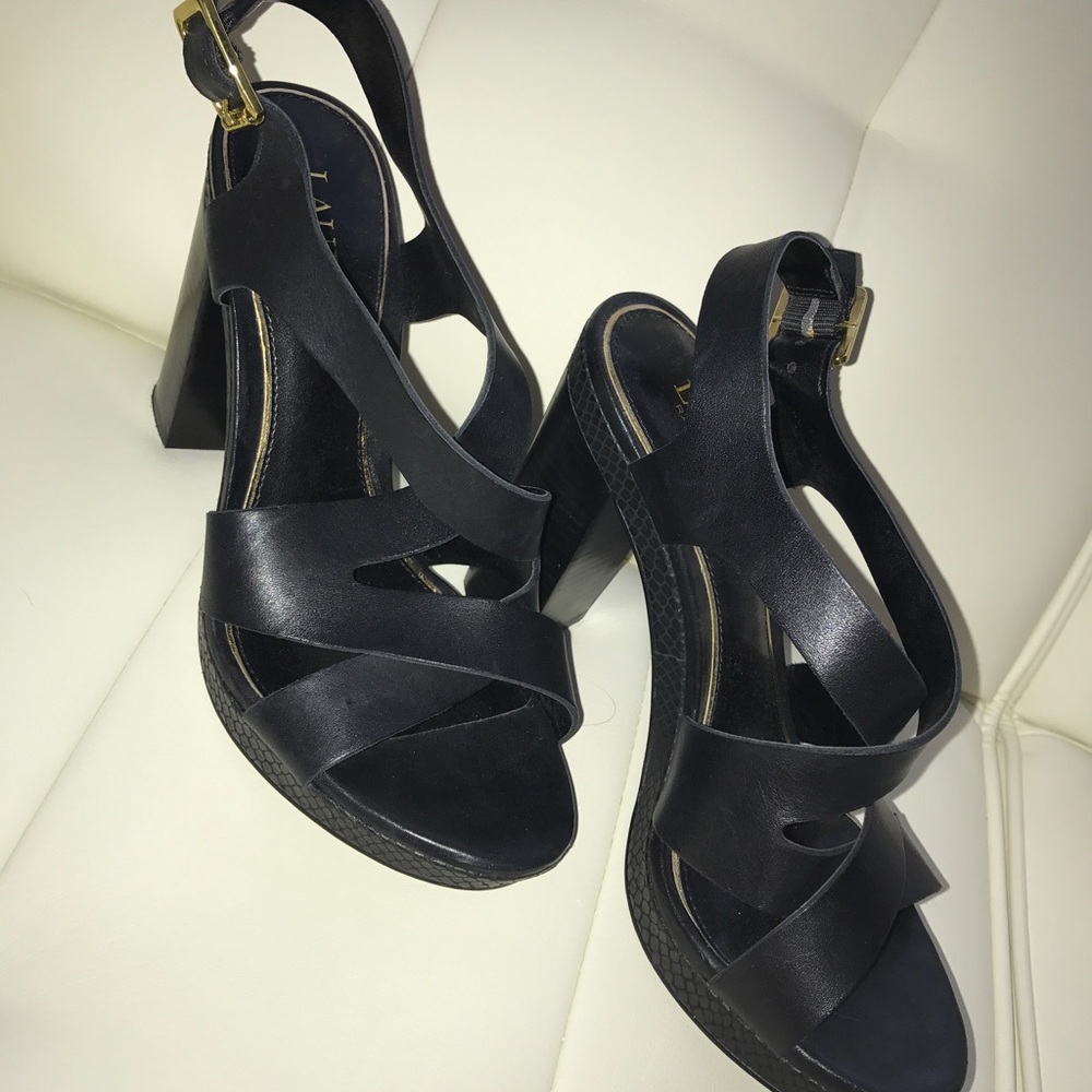 Ralph Lauren black strappy heels
