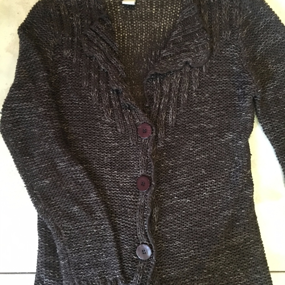 Chocolate button up knit Cardigan - Size Large