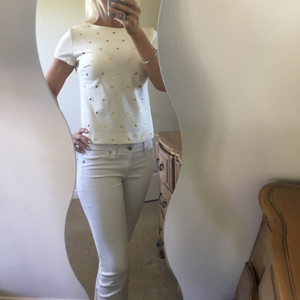✨Michael Kors Cream Top W/ Gold Stud Detail✨ - Picture 1 of 6