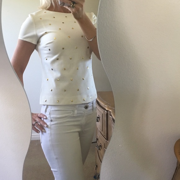 ✨Michael Kors Cream Top W/ Gold Stud Detail✨ - Picture 3 of 6