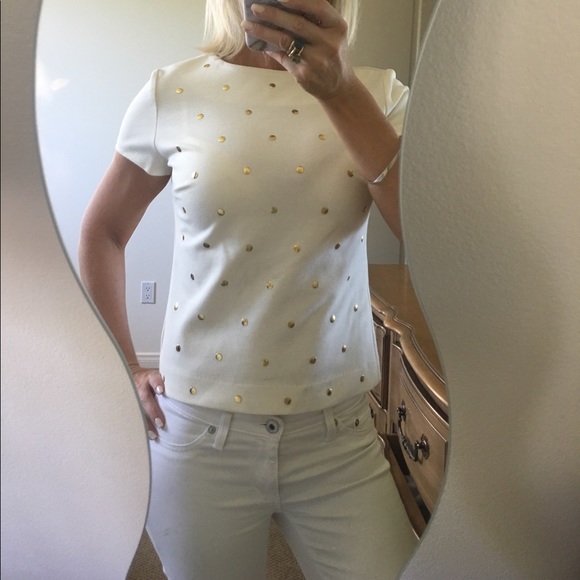 ✨Michael Kors Cream Top W/ Gold Stud Detail✨ - Picture 4 of 6