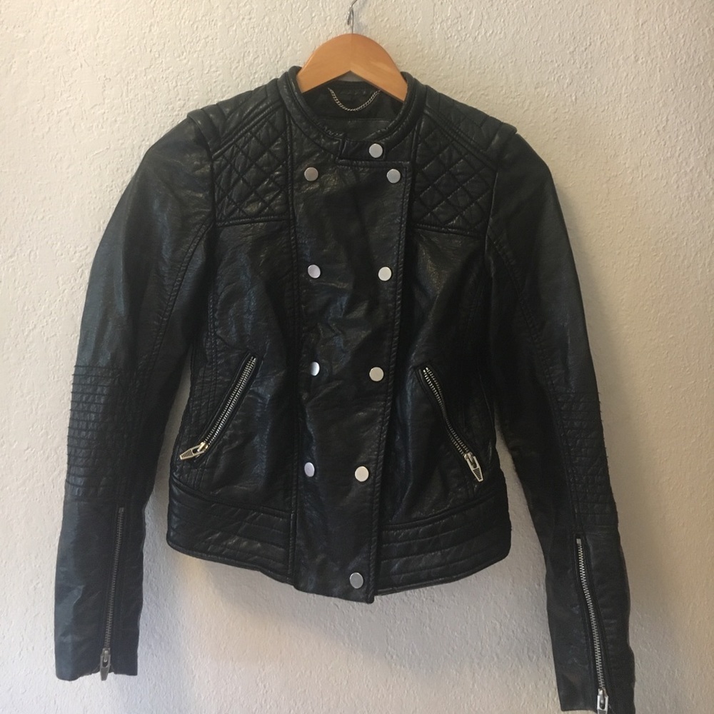 H&M cropped faux leather jacket
