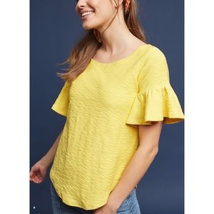 {Anthro} Christel Ruffle-Sleeve Top