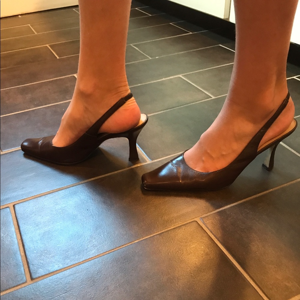 Versatile brown sling backs