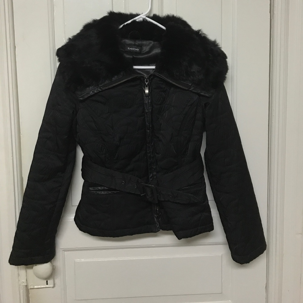 Faux fur belted jacket