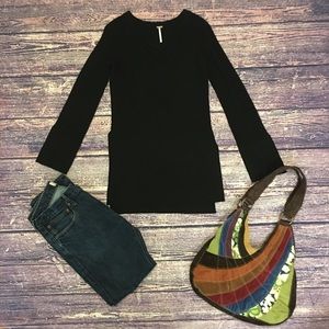 Free People Black Criss-Cross Sweater EUC