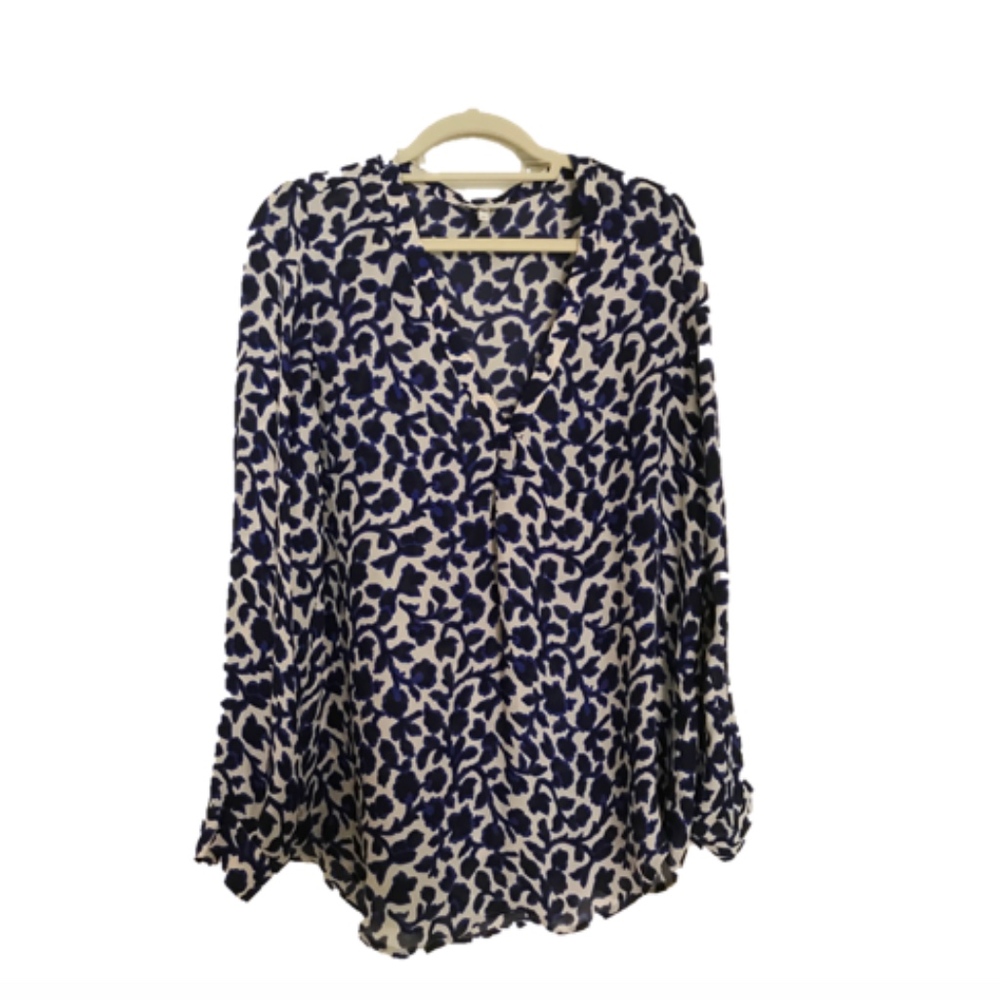Joie Long-Sleeved V-Neck Patterned Top