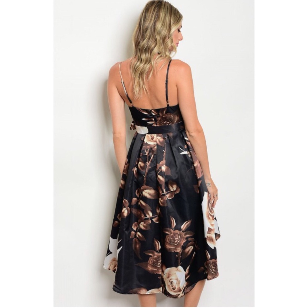Black & Brown Floral Fit & Flare Dress sold - Picture 3 of 3