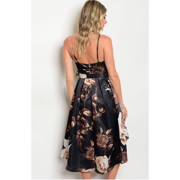 Black & Brown Floral Fit & Flare Dress sold - Picture 3 of 3