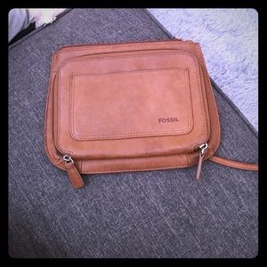 Fossil cross body tan leather bag