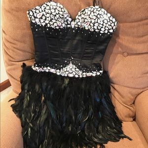 Black rhinestoned homecoming dress