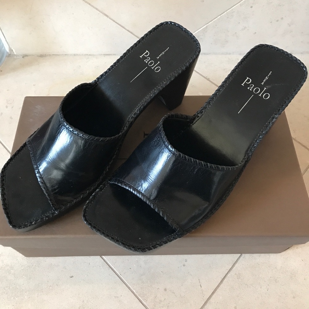 Paolo Black Chunky Heels