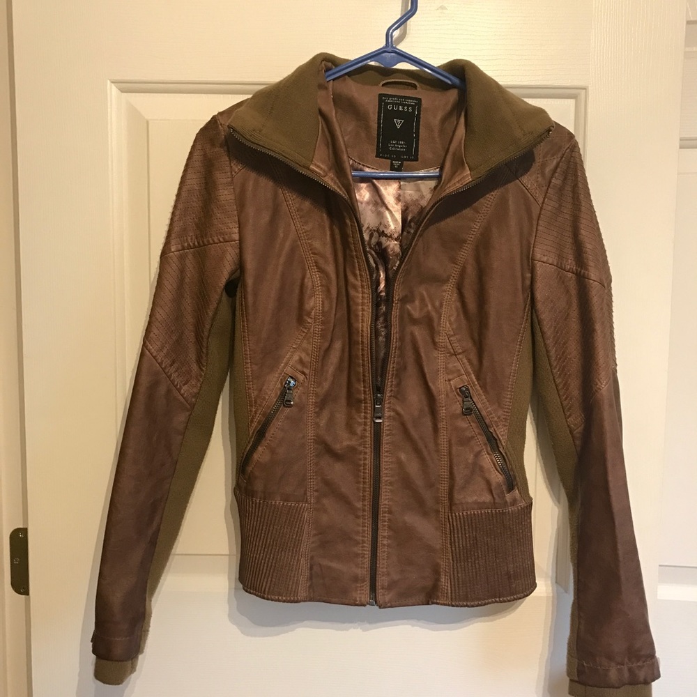 Ladies Guess brown Leather Jacket! ⭐️ Extra small