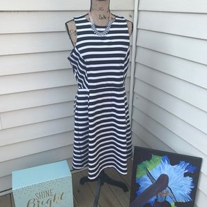 Black and White Striped Work Dress