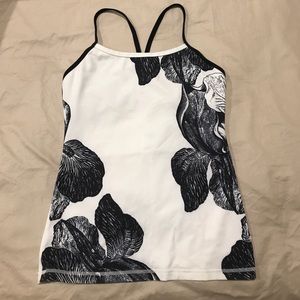 Lululemon - B & W floral racerback running tank