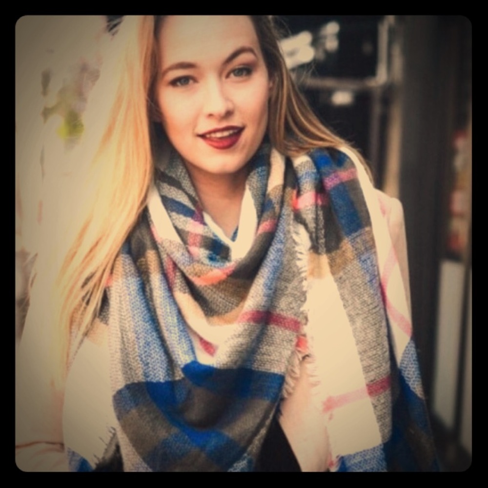 Plaid Square Blanket Scarf ❤️🖤💜