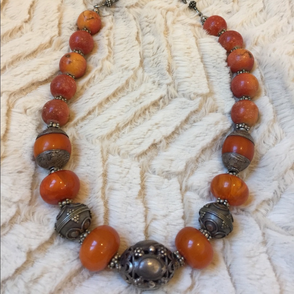 Orange stone necklace