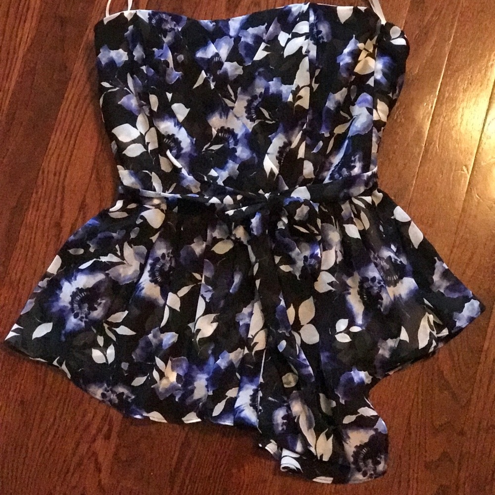 Strapless floral blouse