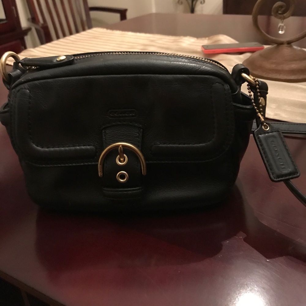 Authentic black leather Coach bag