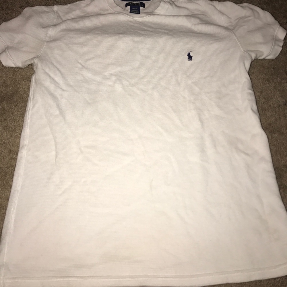 Thermal white polo shirt sleeve