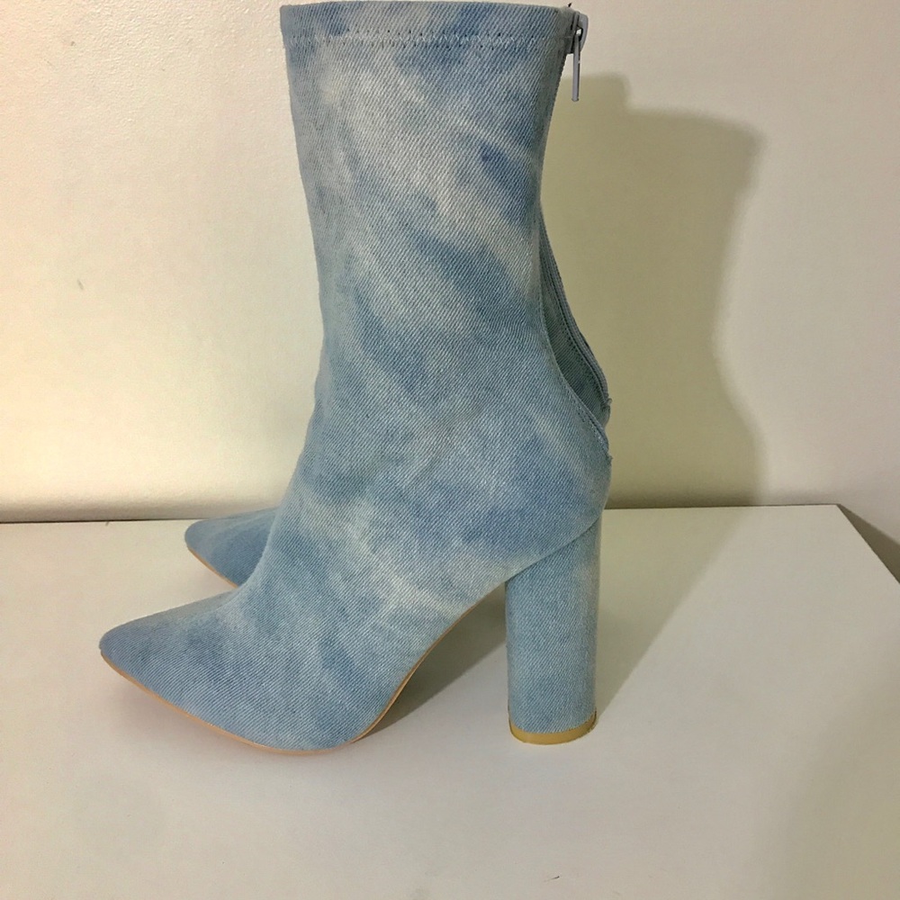 Denim Bootie Heels
