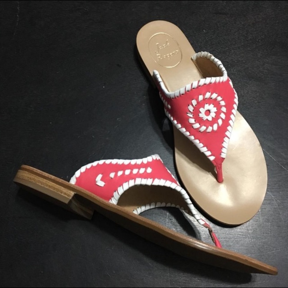 ⭐️new Jack Rogers slip-on thong sandal pink/white