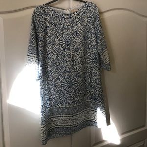 3/4 quarter sleeve blue/white short dress 3/4 quarter sleeve blue/white short dress