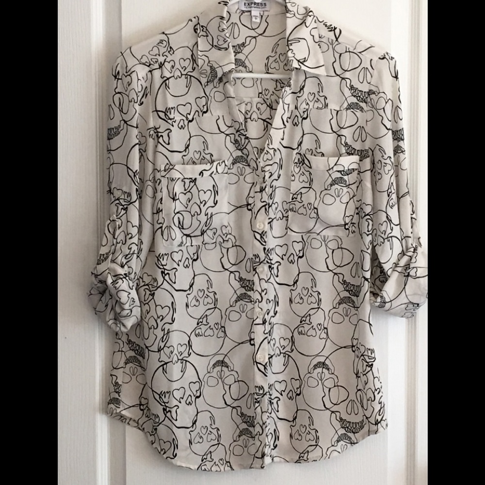 Rare*** Express Portofino Skull Print Blouse