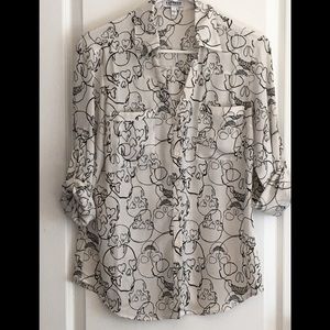 Rare*** Express Portofino Skull Print Blouse