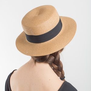 Straw Flat Top Boater Hat