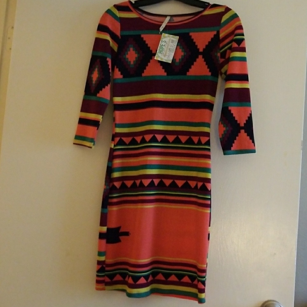 Aztec long sleeve dress