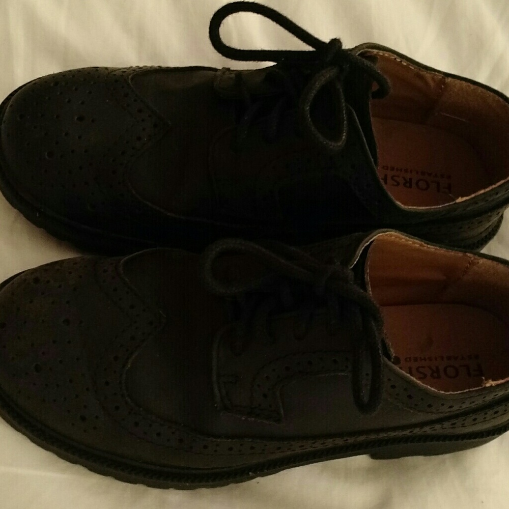 Black leather dress shoes wingtip toddler 12