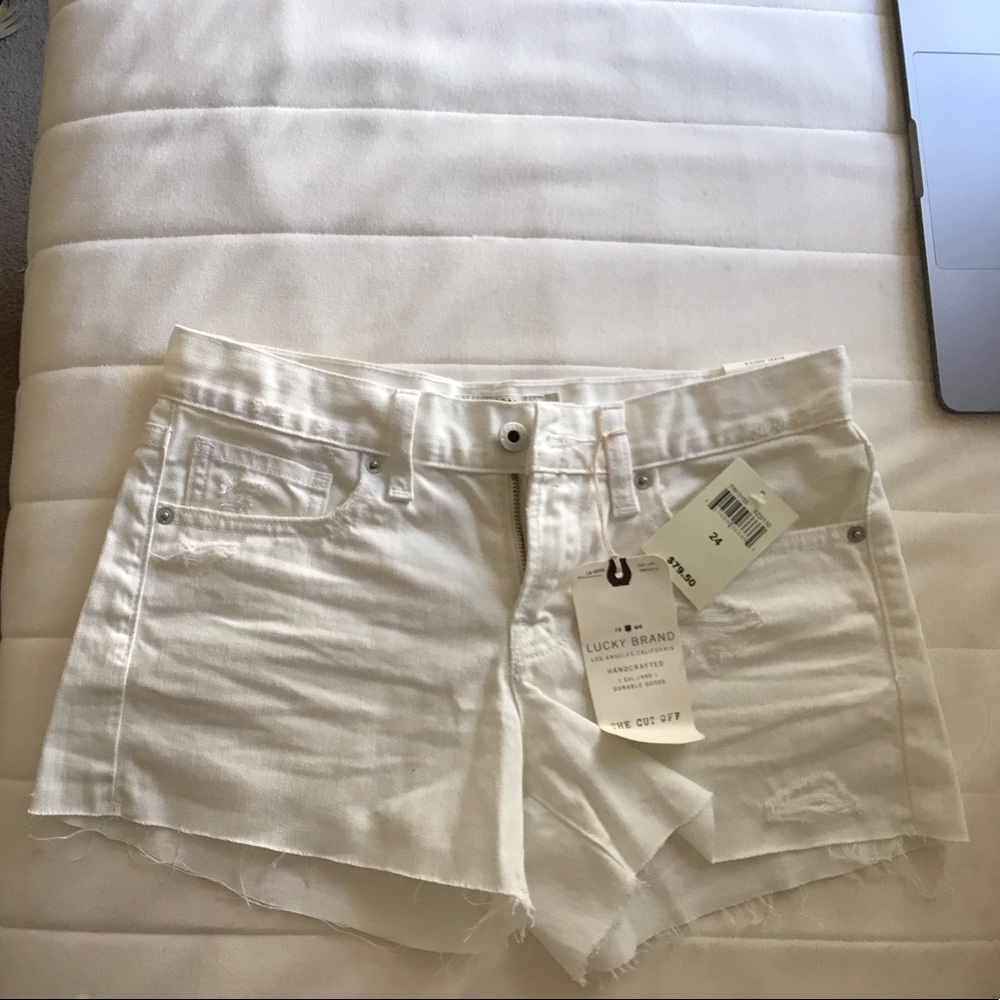 White jean shorts