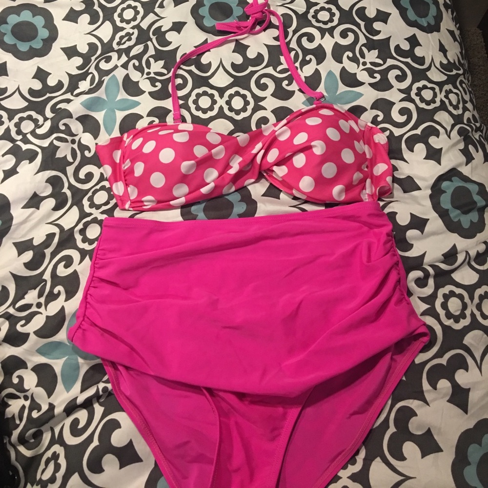 ⚡️ $5 FLASH $5 ⚡️Pink Polka High Waist Bikini 👙👙