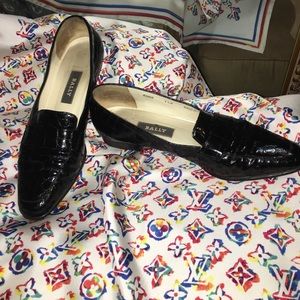 BALLY Black Patent Lizard Loafers, sz7.5N BALLY Black Patent Lizard Loafers, sz7.5N