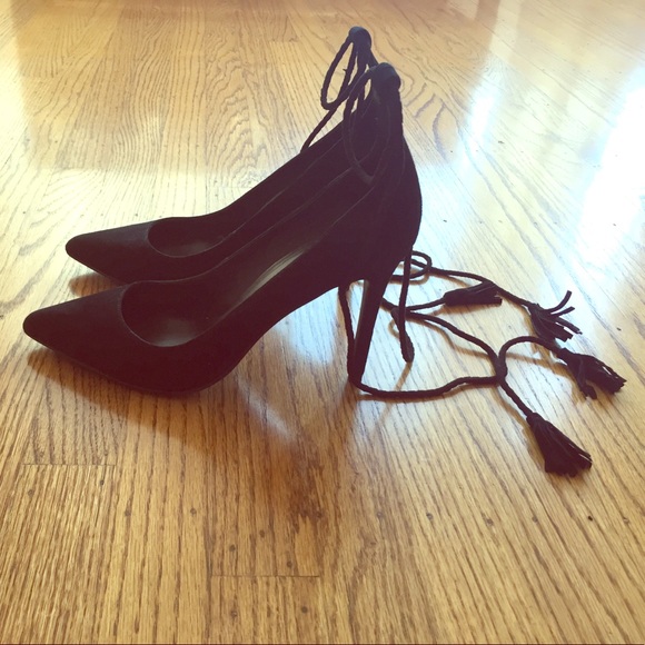 Joie Shoes - Joie Black Suede Tassel Heels