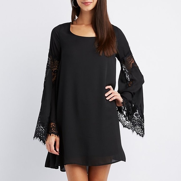 Charlotte Russe Dresses & Skirts - Charlotte Russe Lace Bell Sleeve Shift Dress